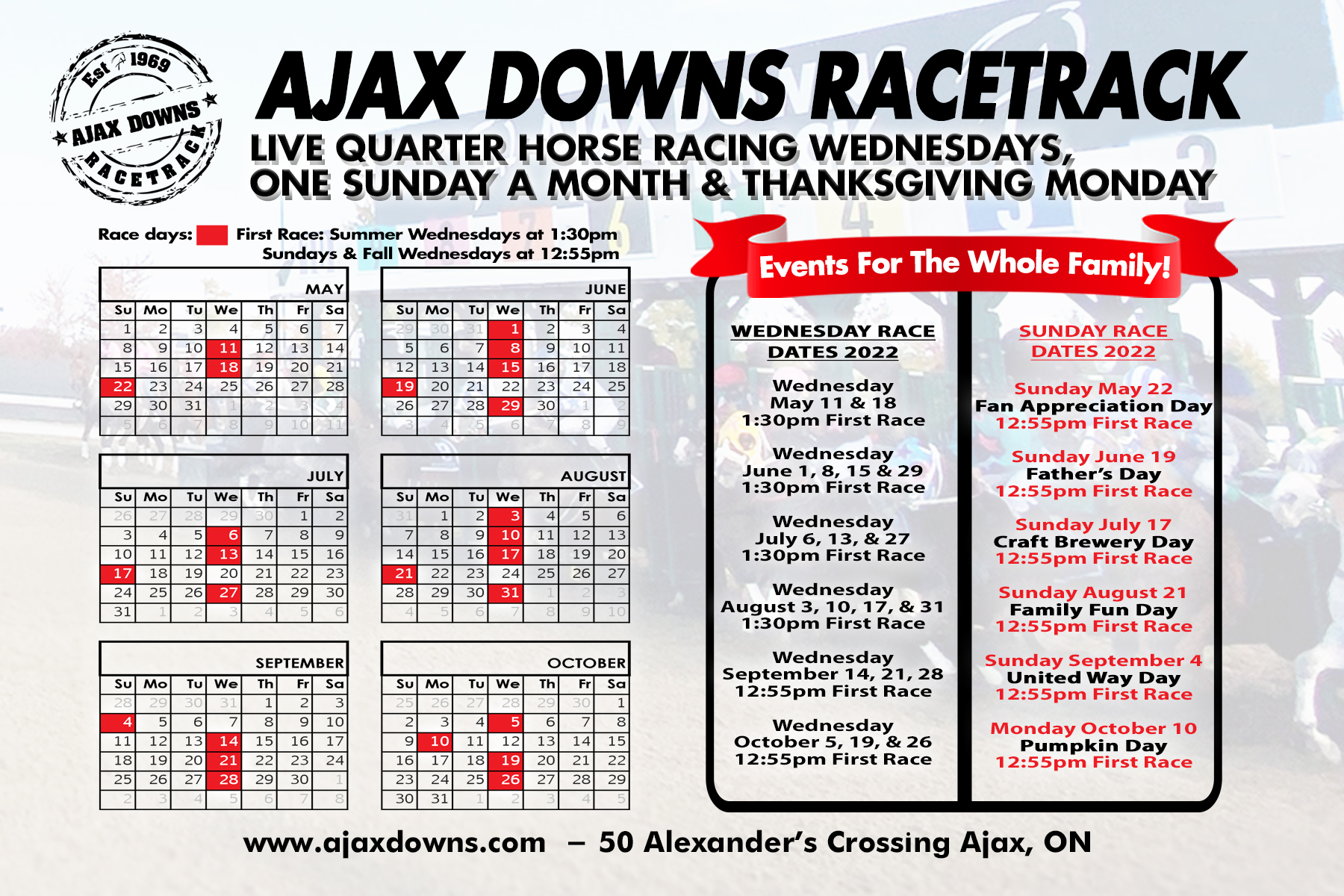 Race Schedule Ajax Downs