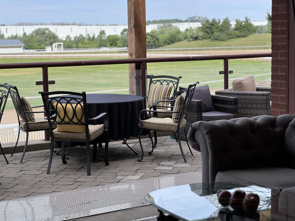 VIP Quarter Mile Clubhouse outdoor patio seating